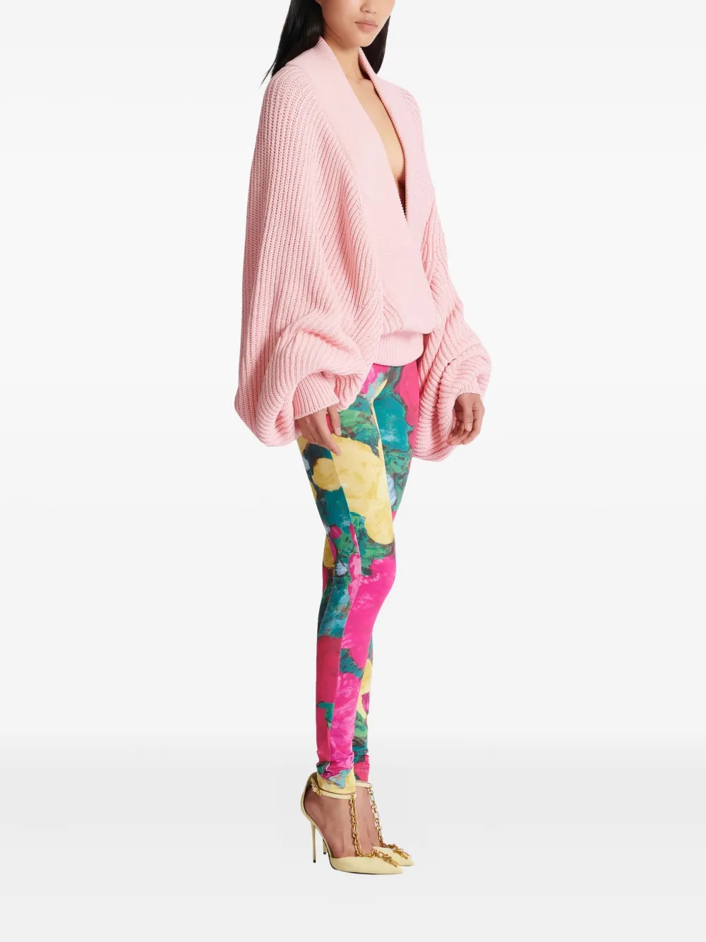 Balmain Oversized Knit Sweater - Pink 