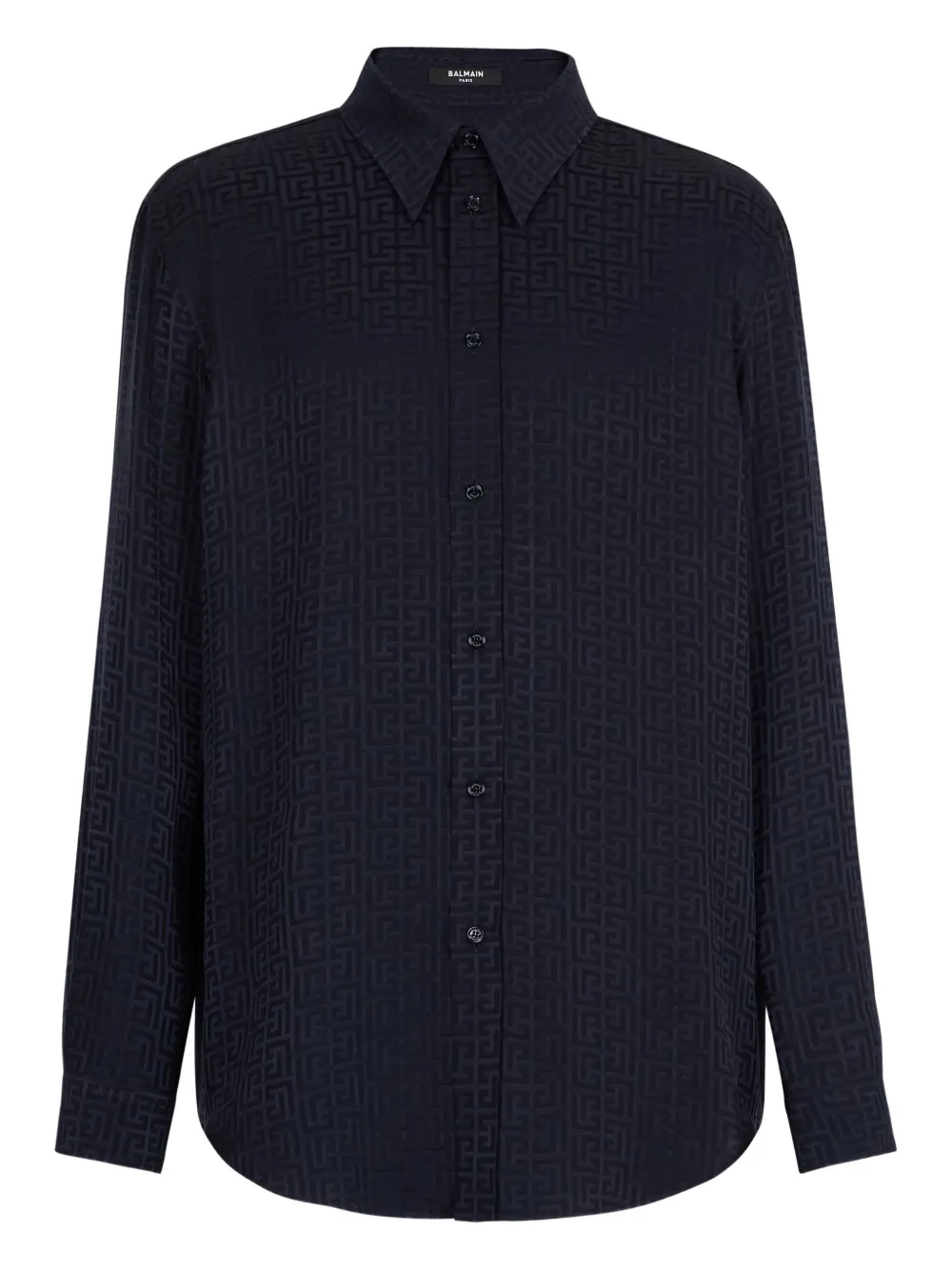 Balmain Camicia con monogramma PB jacquard - Blu