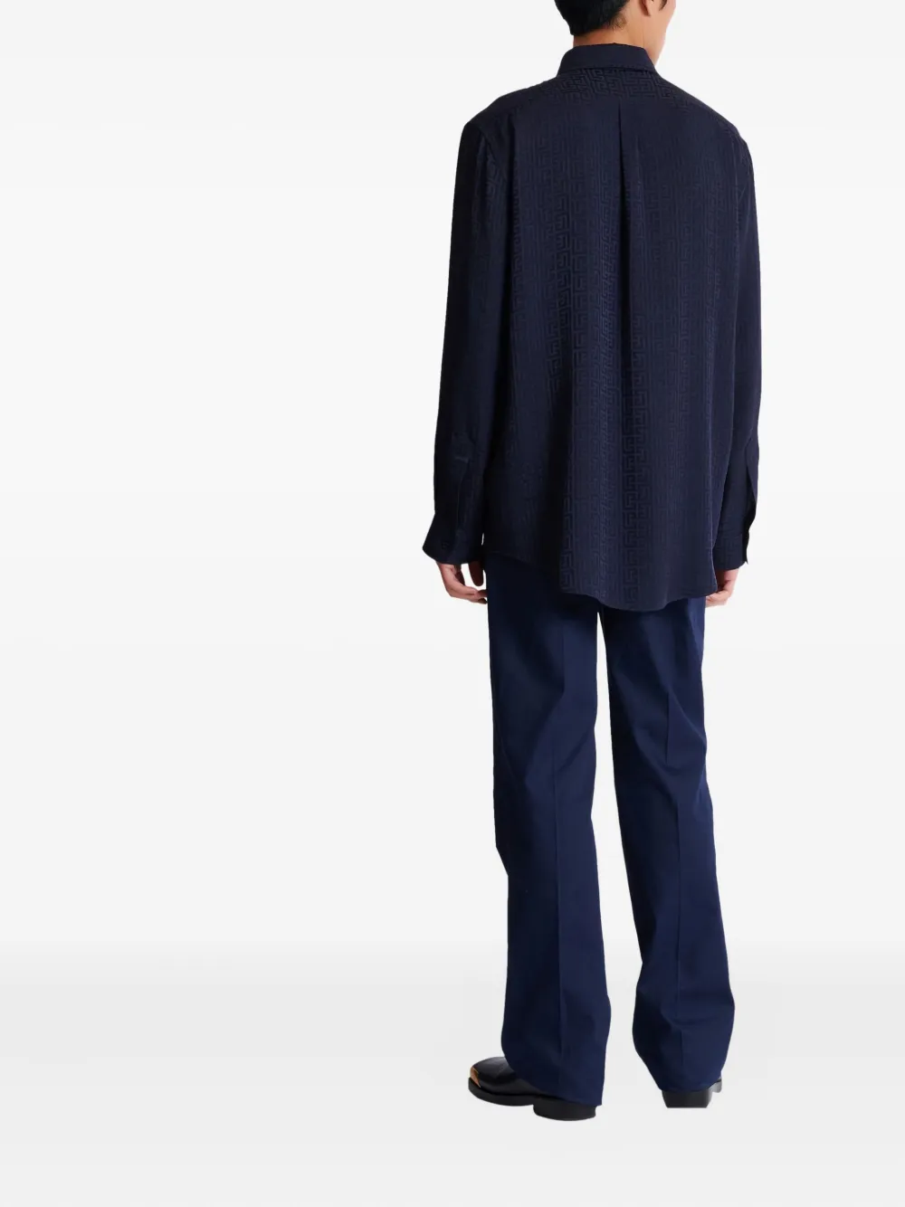Balmain Overhemd met monogram jacquard Blauw