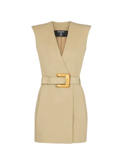 Balmain short belted gabardine dress