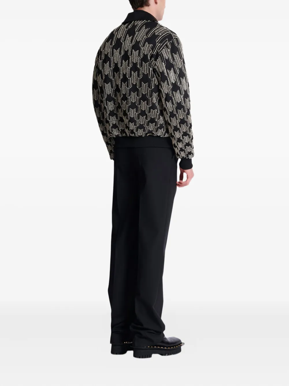 Balmain Bomberjack met geborduurde kristallen Zwart