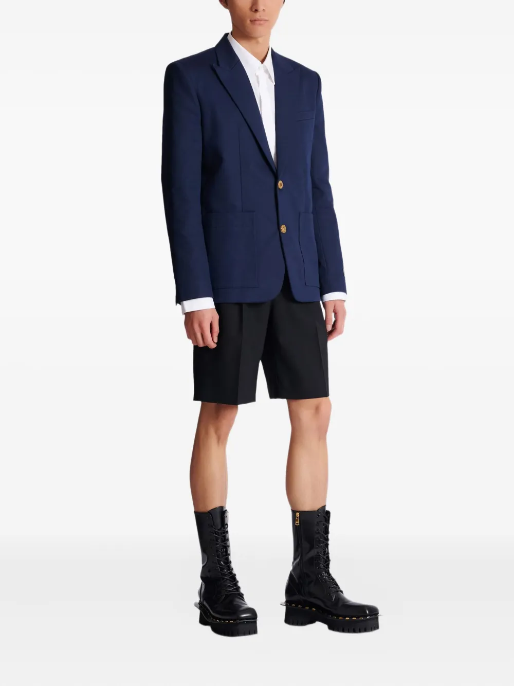  Balmain Twill Two-button Blazer - Blue 
