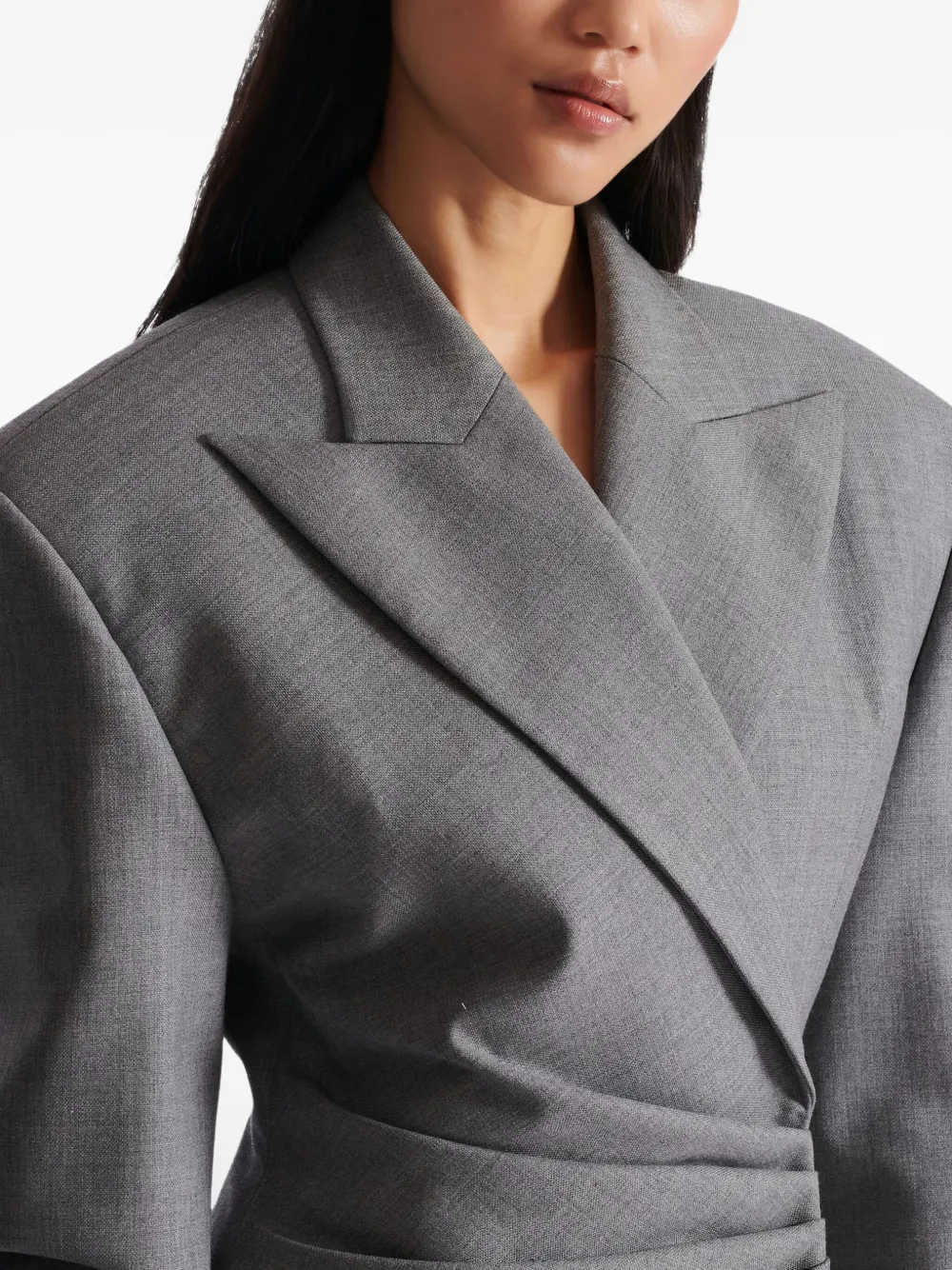 Balmain Gedrapeerde blazerjurk met puntige revers Grijs