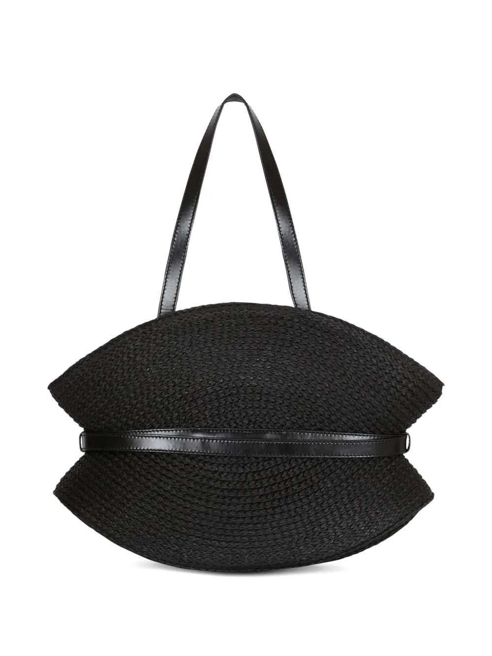  Balmain Medium Shuffle Raffia Belted Tote Bag - Black 