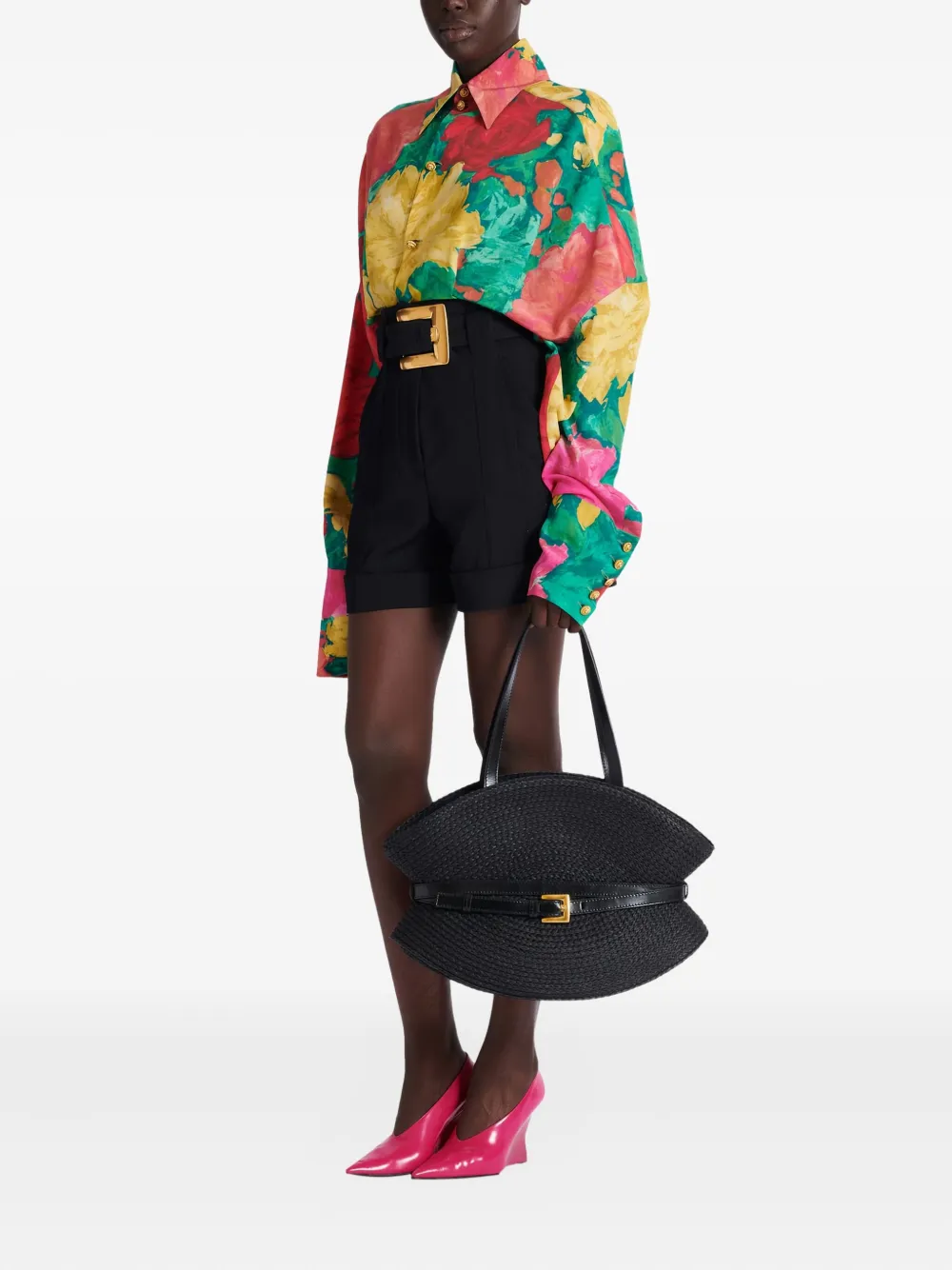 Balmain Shuffle medium schoudertas met gesp - Zwart