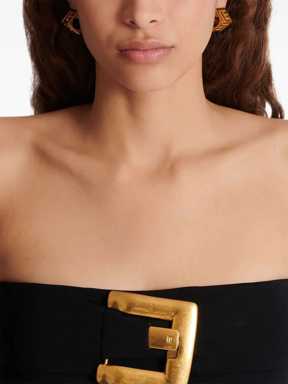  Balmain Pb-monogram Engraved Stud Earrings - Gold 
