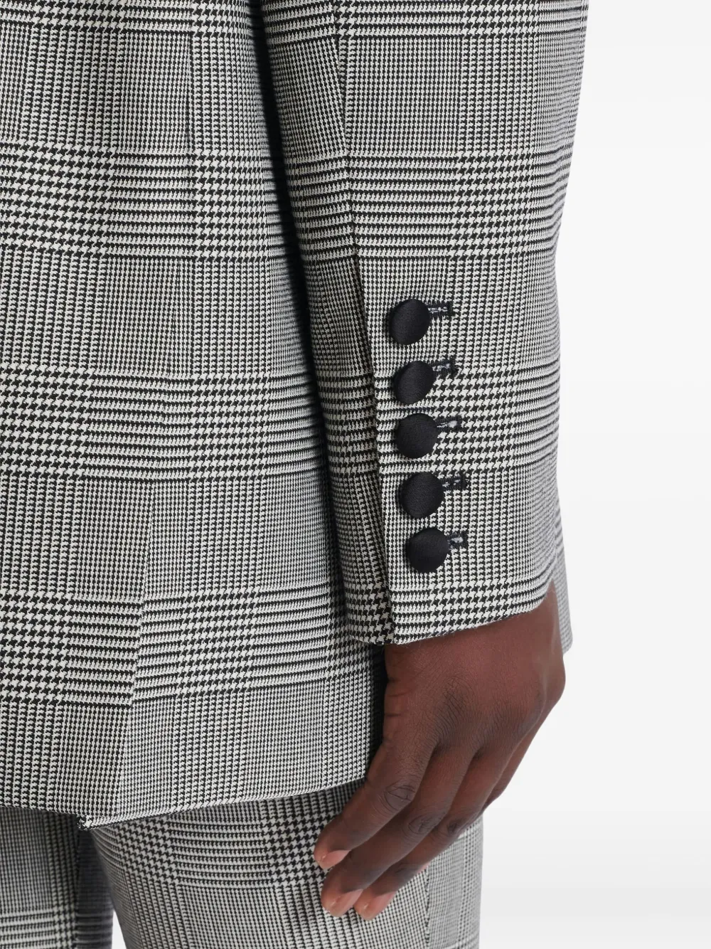 Balmain Prince Of Wales-check Button Blazer In Gray