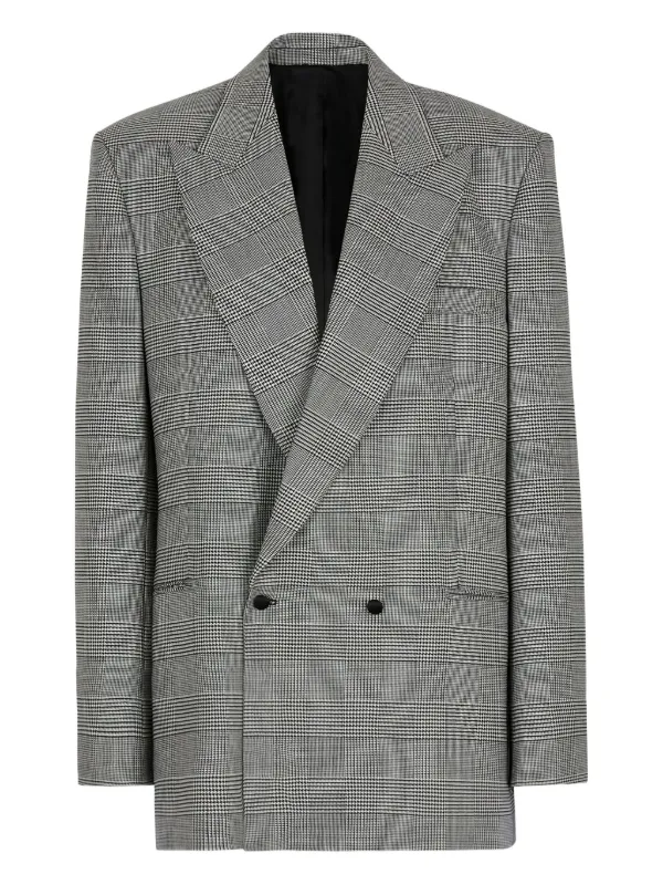 Balmain Prince of Wales Jacquard Blazer in Grey