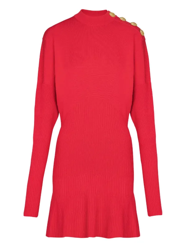 Balmain Short Flared Knit Dress in Pink
