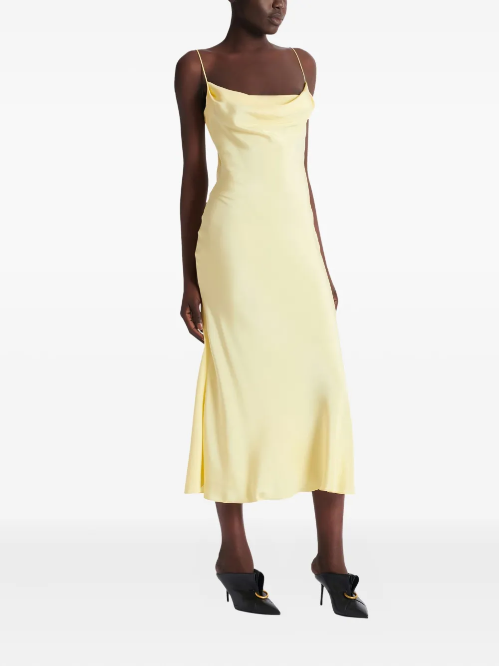 Balmain Maxi-jurk van satijn en zijde Geel
