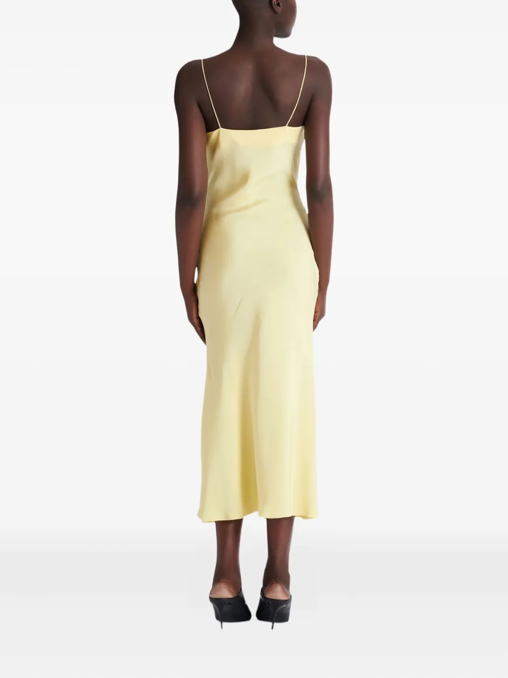 Balmain Maxi-jurk van satijn en zijde Geel
