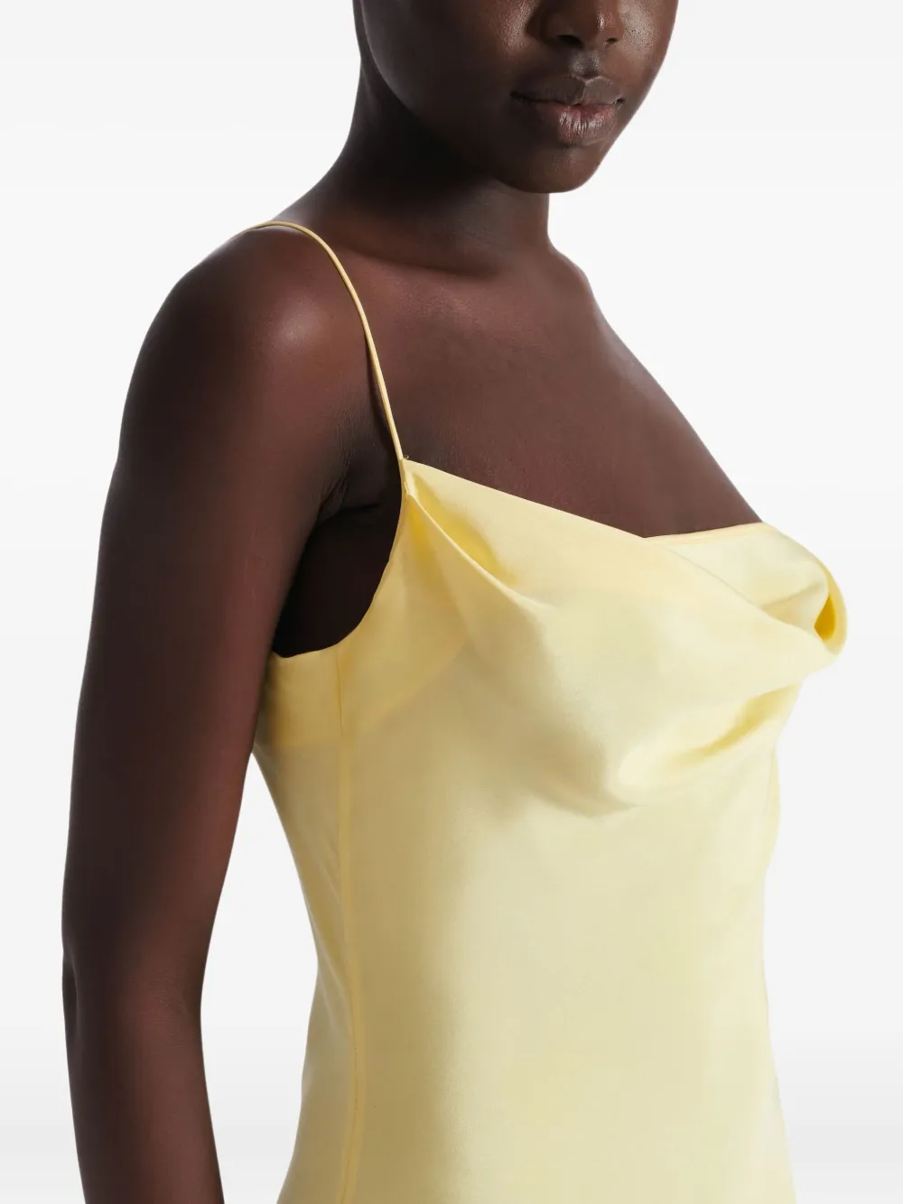 Balmain Maxi-jurk van satijn en zijde Geel