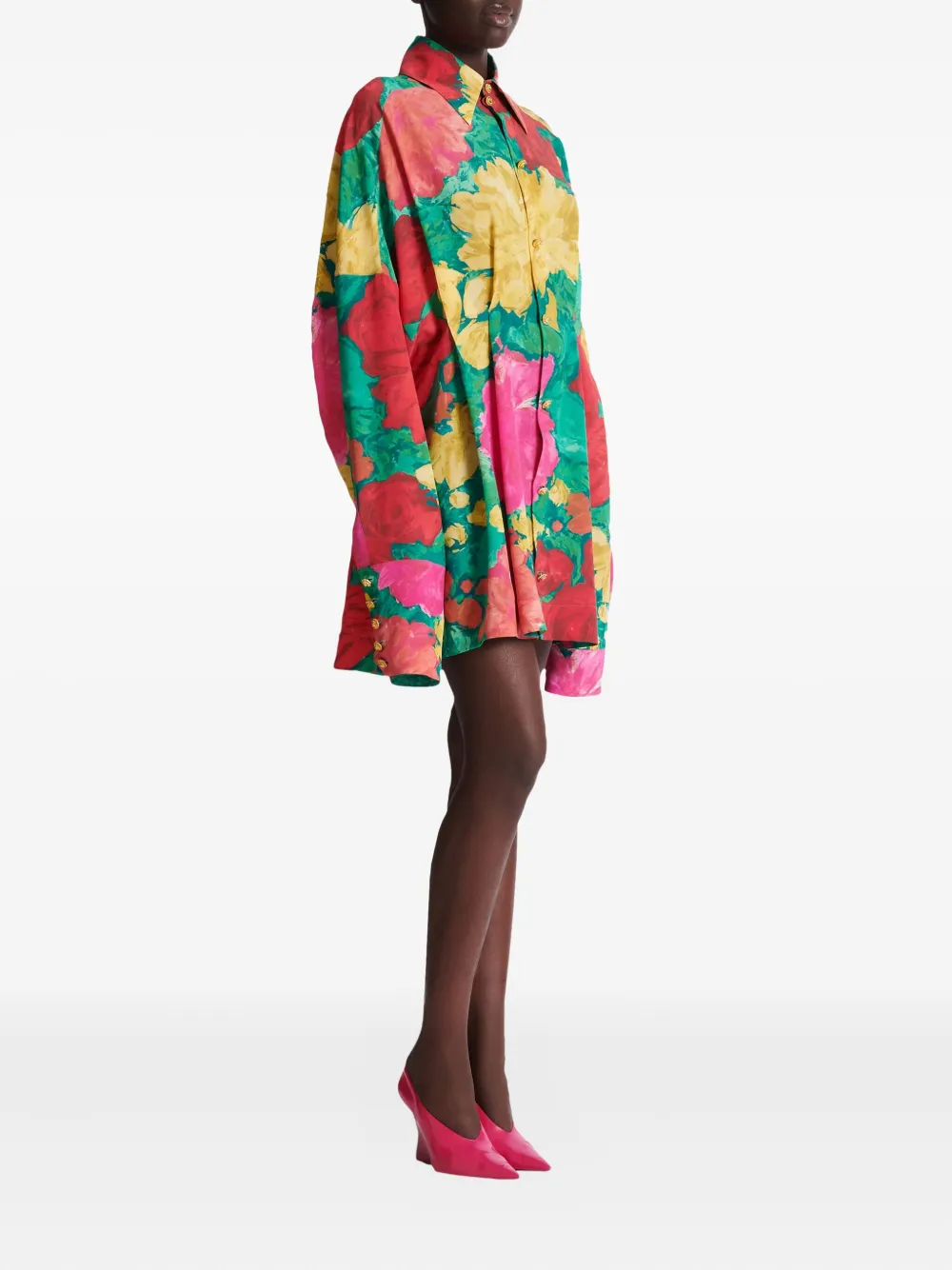 Balmain Shirtjurk met bloemenprint Groen