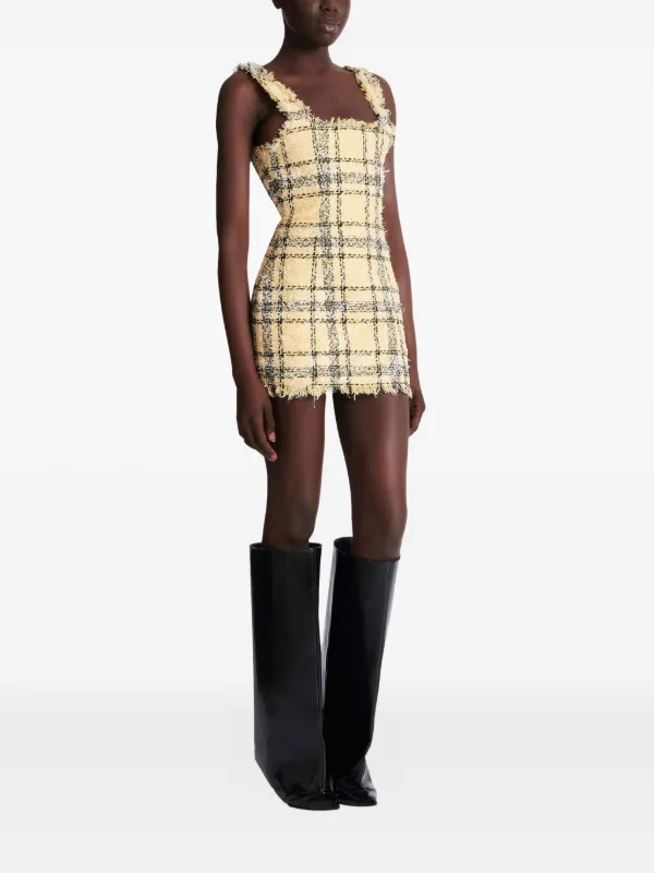 Balmain Glitter Tweed Mini Dress - Yellow Balmain Glitter Tweed Mini Dress - Yellow