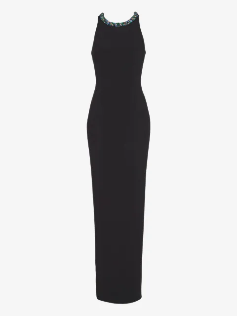 Balmain Vestido longo de veludo com aplicação de pedraria