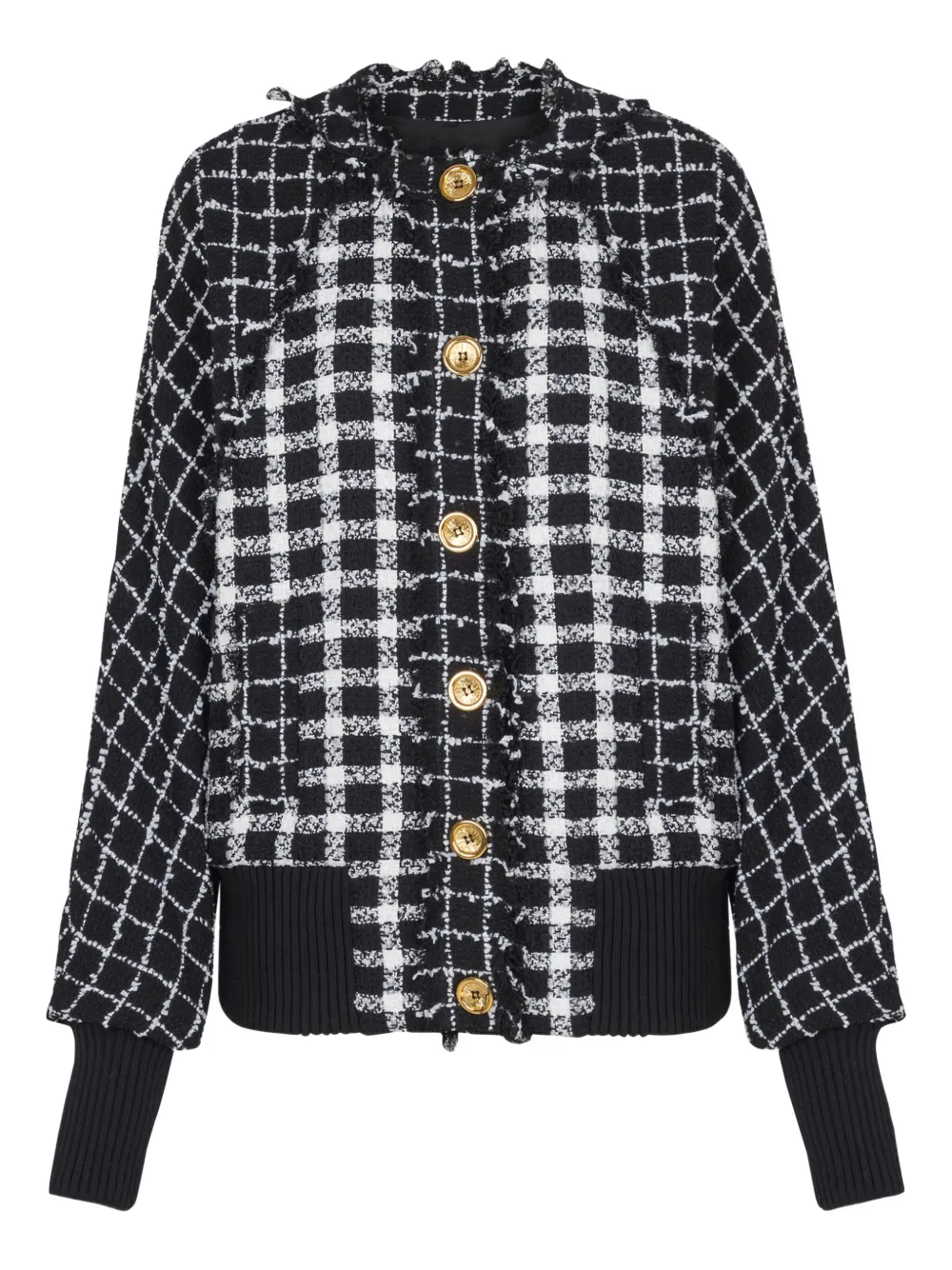Balmain tweed button bomber jacket | Black | Image 1