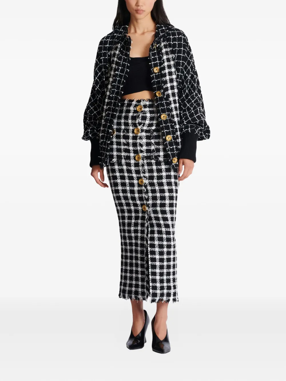 Balmain tweed button bomber jacket | Varsity Jackets | Image 2