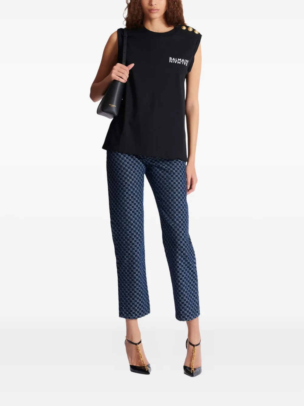  Balmain Button-detail Tank Top - Black 