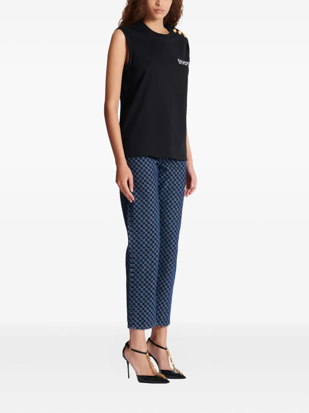  Balmain Button-detail Tank Top - Black 