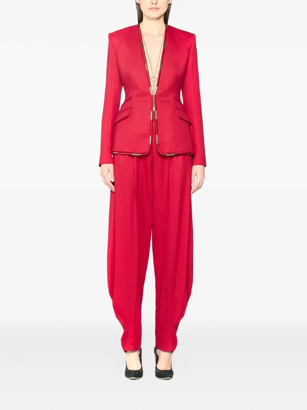 Genny high-waisted cuffed trousers - Roze