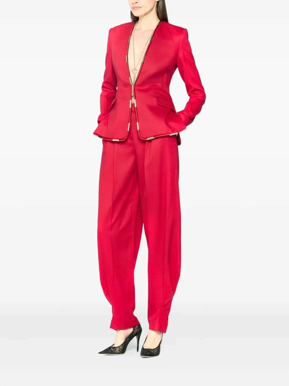 Genny High waist broek met cuffs Roze