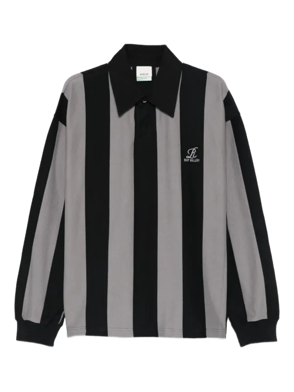Agolde Vertical-stripe Polo Shirt in Grey