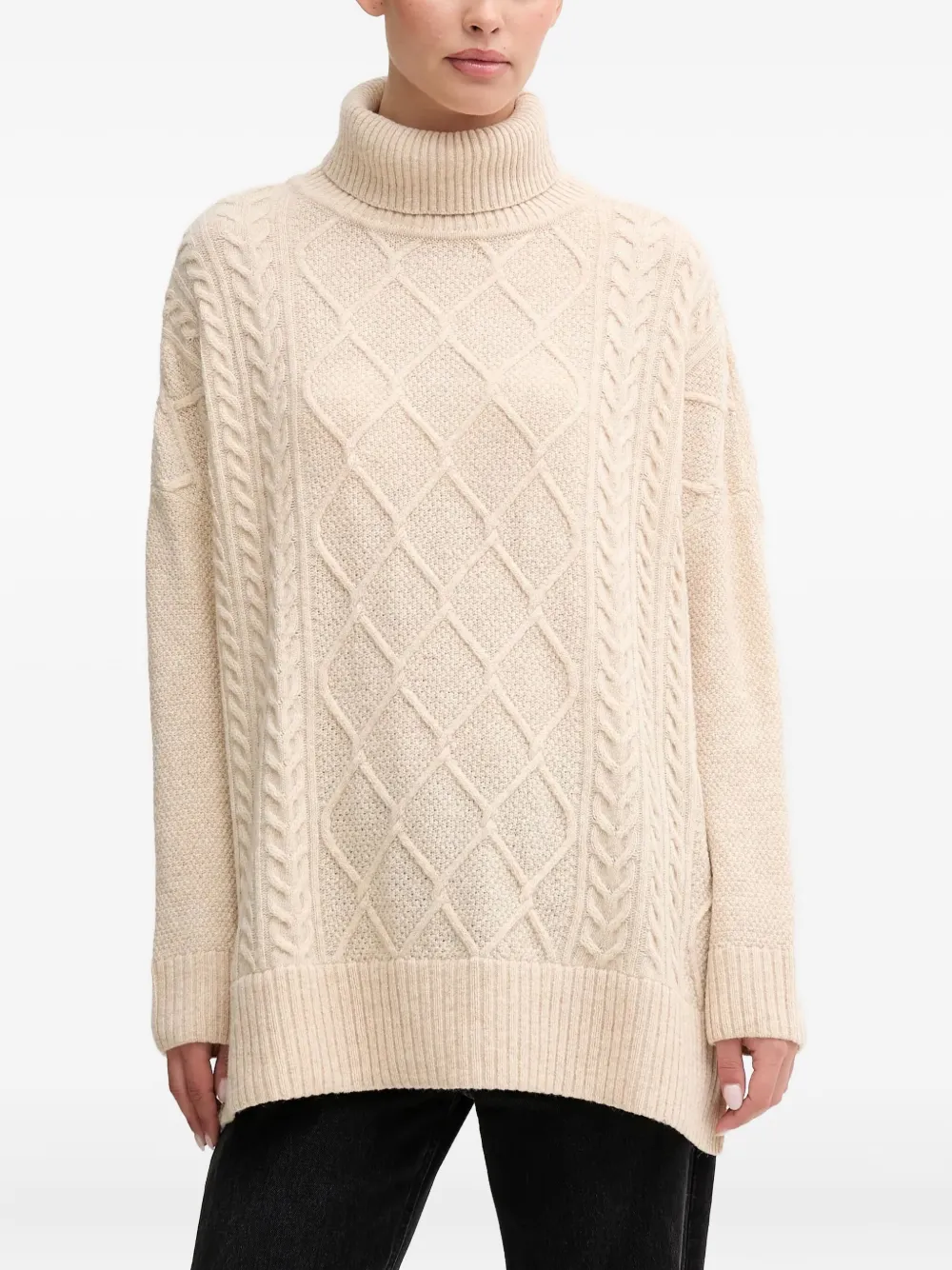 Barbour Burne Cable-knit Roll-neck Sweater In Brown