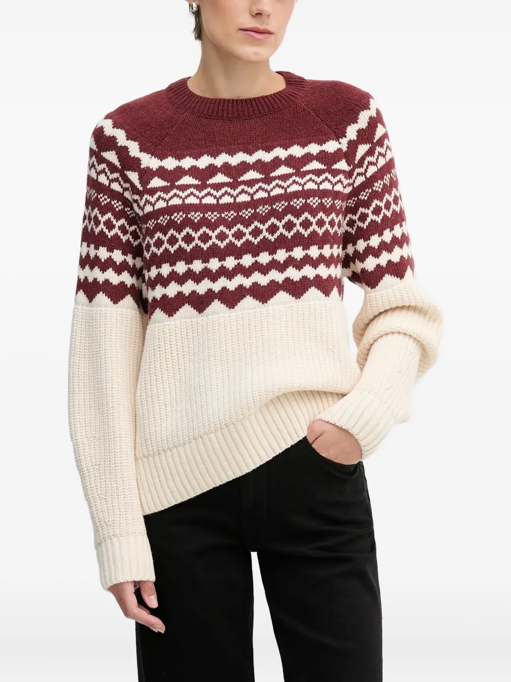 Barbour Mabel Fair Isle Wool Blend Sweater In Red