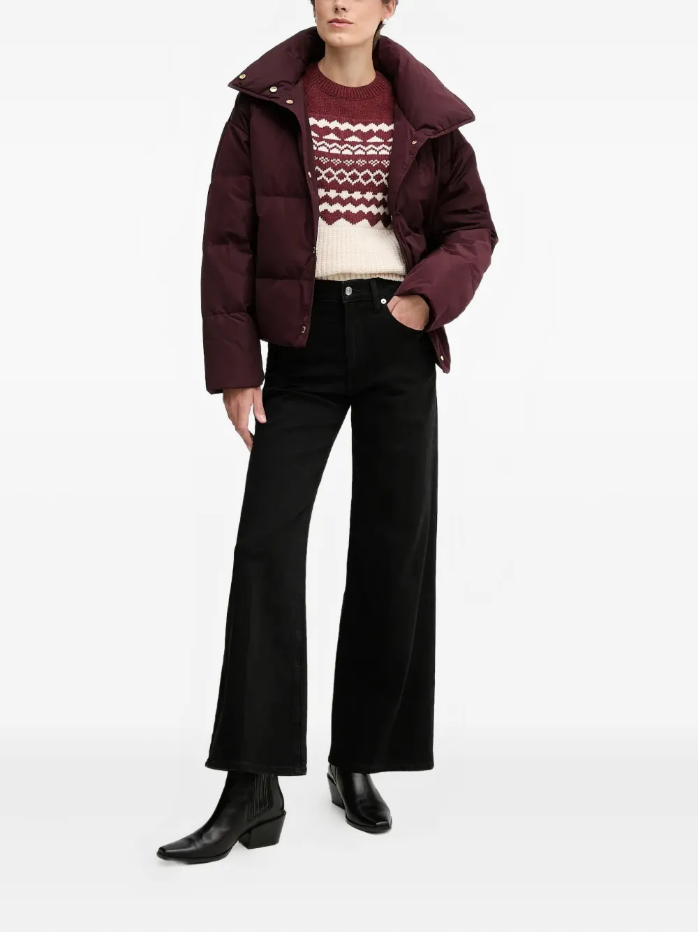 Barbour Mabel Fair Isle Wool Blend Sweater In Red