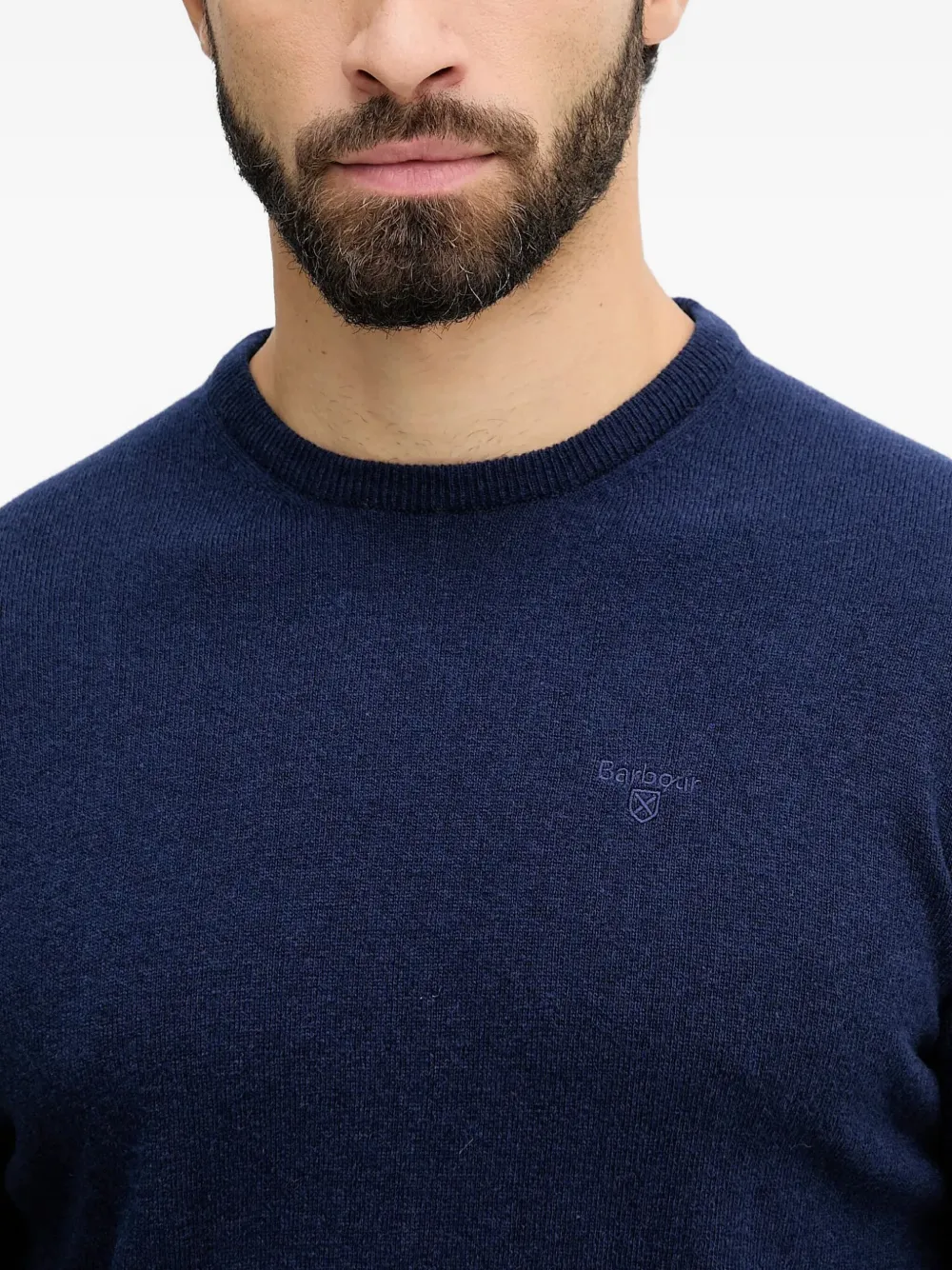 Barbour Crew-neck Logo Sweater In Blue