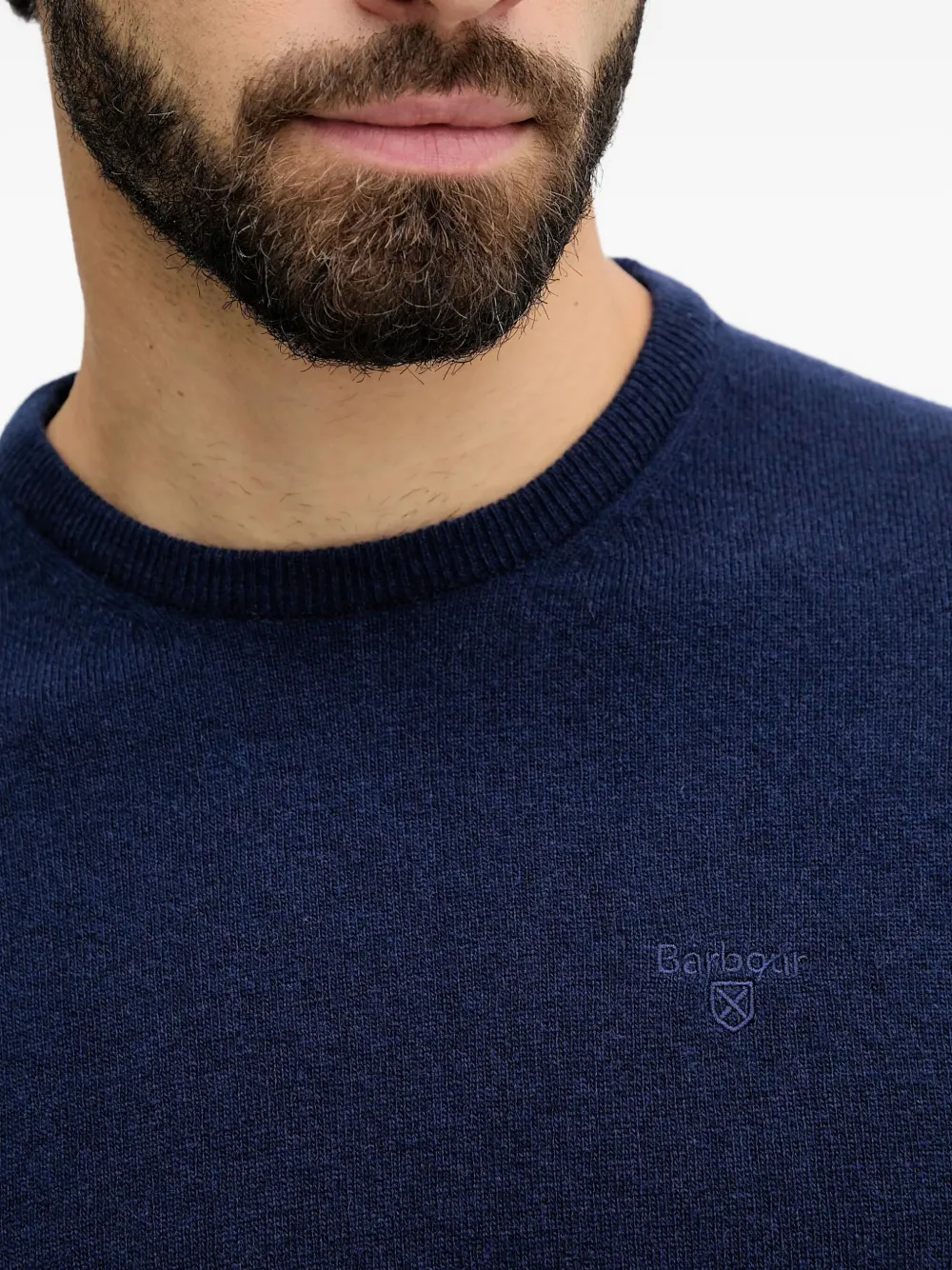 Barbour Crew-neck Logo Sweater In Blue