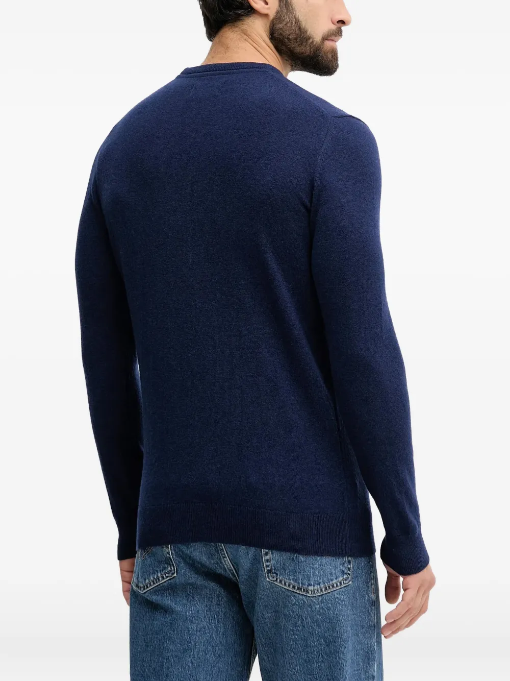 Barbour Crew-neck Logo Sweater In Blue