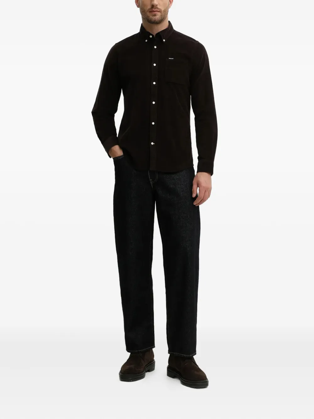 Barbour Ramsey ribfluwelen overhemd met zak - Bruin