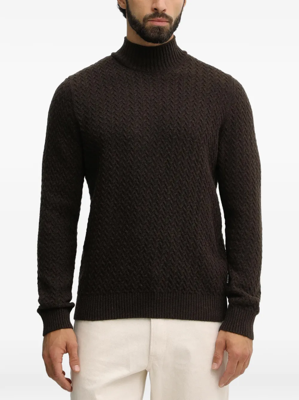 Barbour textured funnel-neck sweater - Marrone