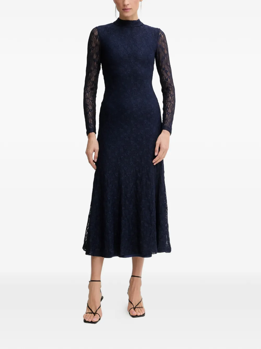 Bardot Ola lace long-sleeve midi dress - Blu