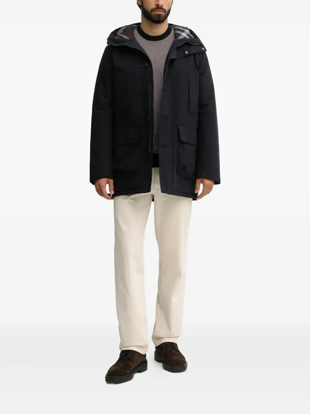 Barbour Wells trui met ronde hals en patroon - Blauw