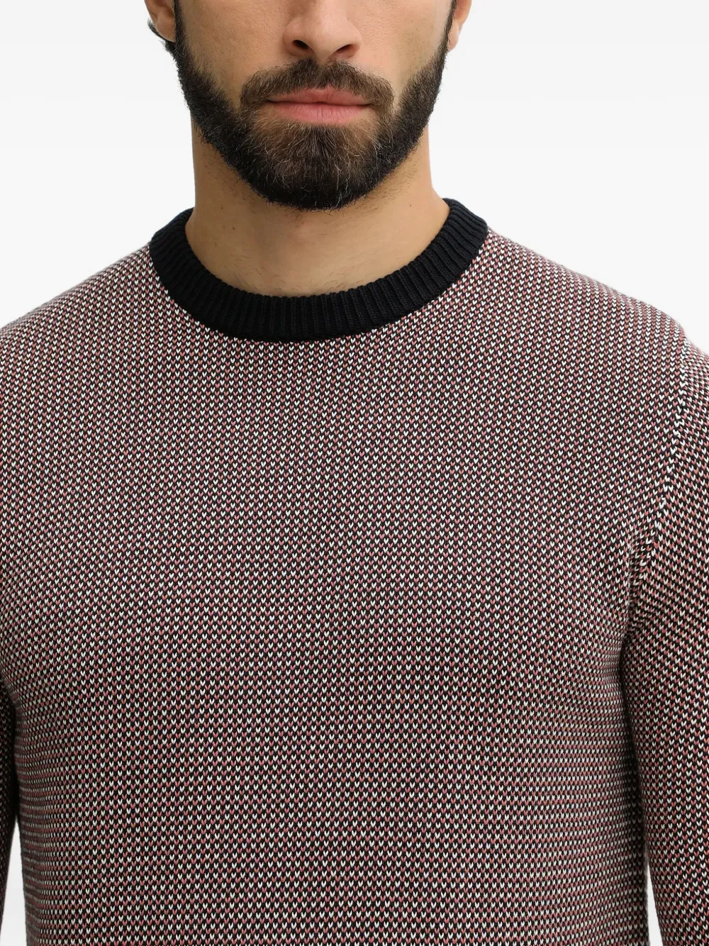 Barbour Wells Patterned Crew-neck Sweater In Brown