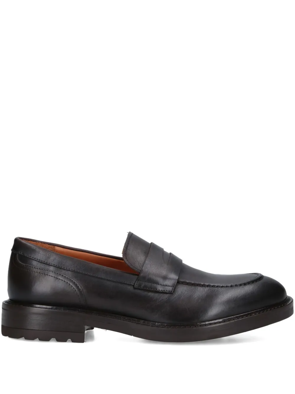 Alexander Hotto Smooth Leather Penny Loafers With Stitched Apron Front In Black