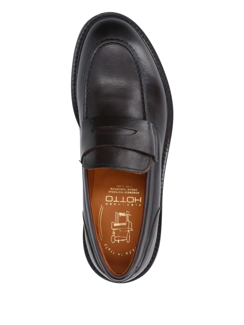 Alexander Hotto Smooth Leather Penny Loafers With Stitched Apron Front In Black