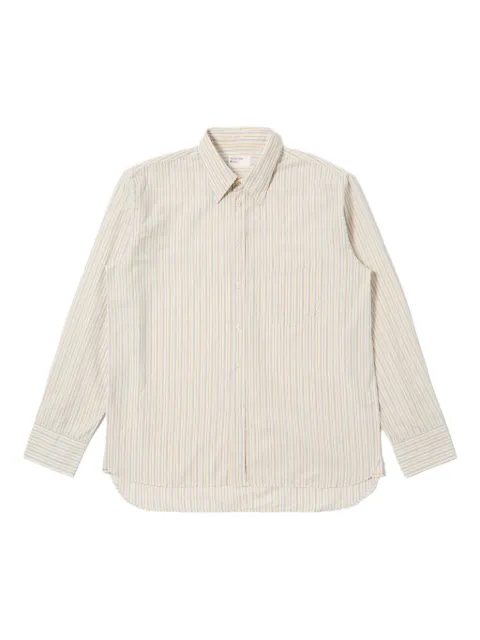 Universal Works camisa con bolsillo a rayas