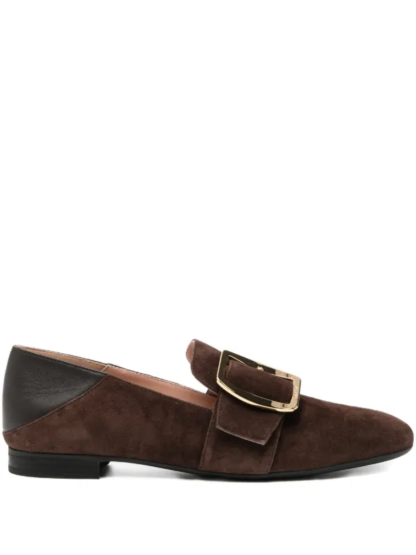 Bally Buckle Detail Loafers in Brown