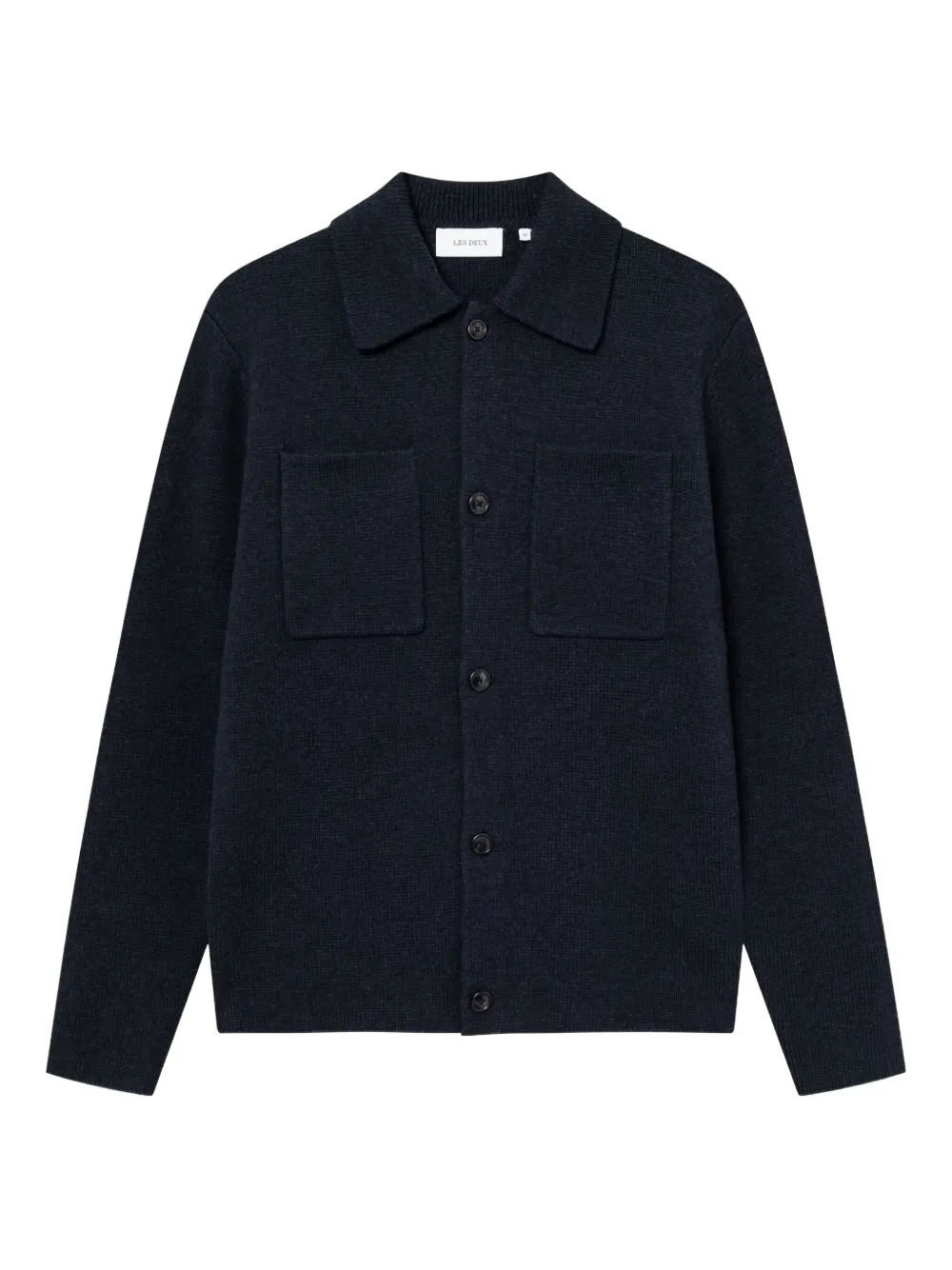 Les Deux Milano Pocket Knit Overshirt In Blue