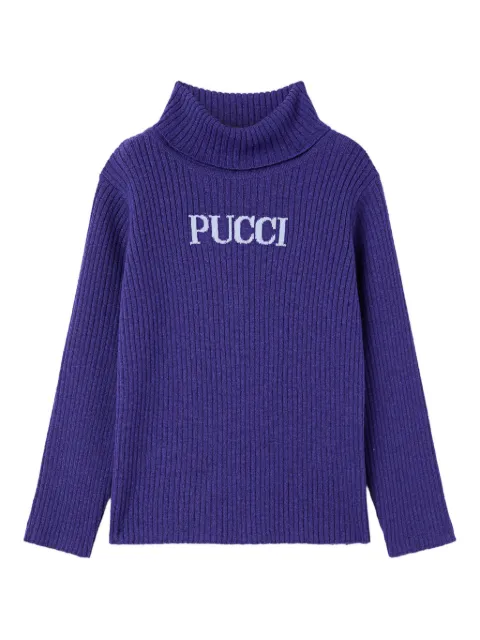 PUCCI Junior logo-detail turtleneck sweater