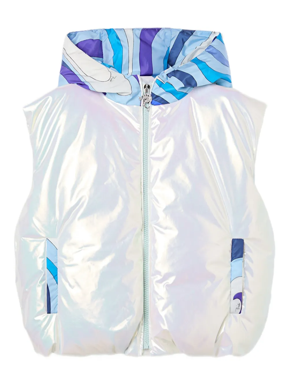 PUCCI Junior holographic-effect down gilet | White | Image 1