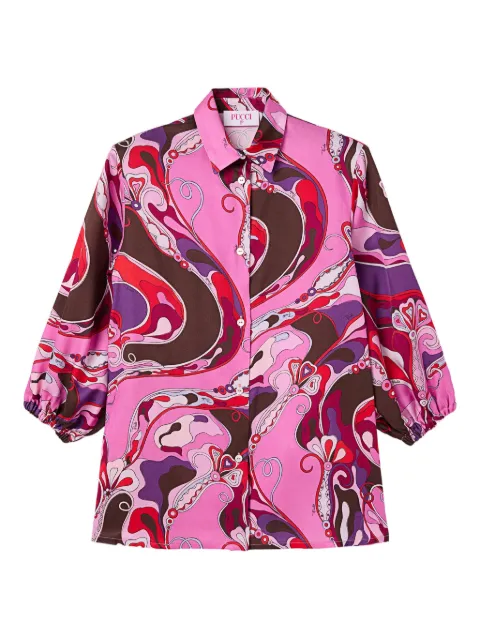 PUCCI Junior vestido camisero con estampado Orchidee