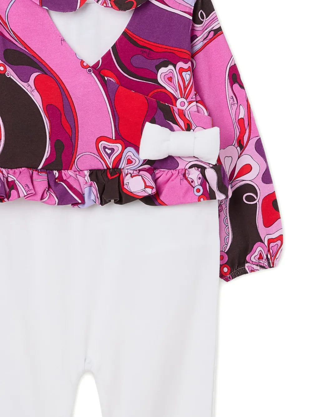 Pucci Junior Orchidee-print Bow-detail Babygrow Set In Multi