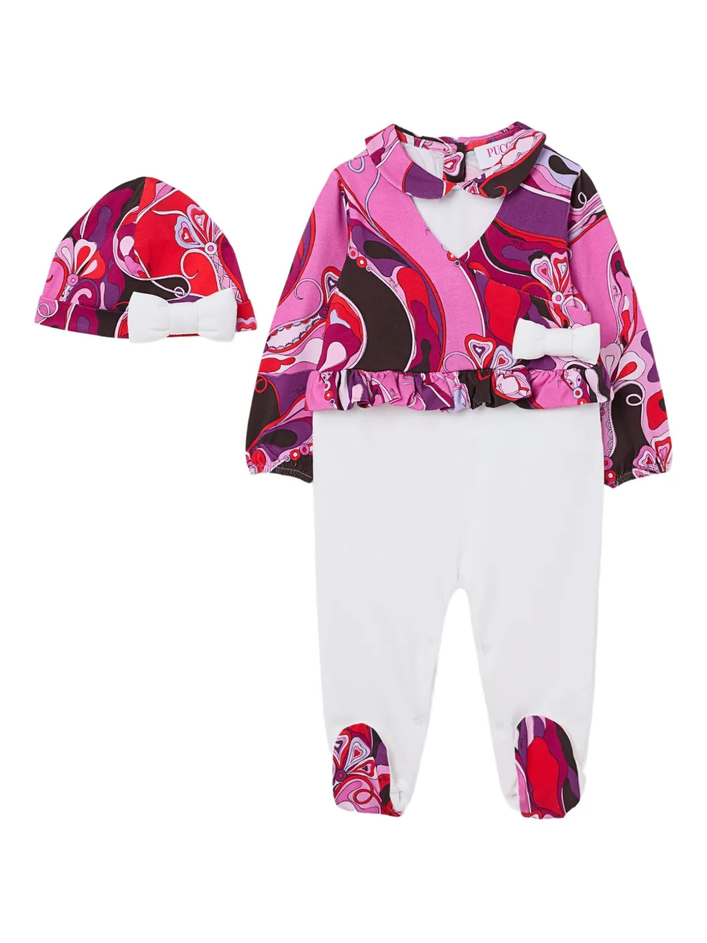PUCCI Junior Orchidee-print bow-detail babygrow set | Pink | Image 1