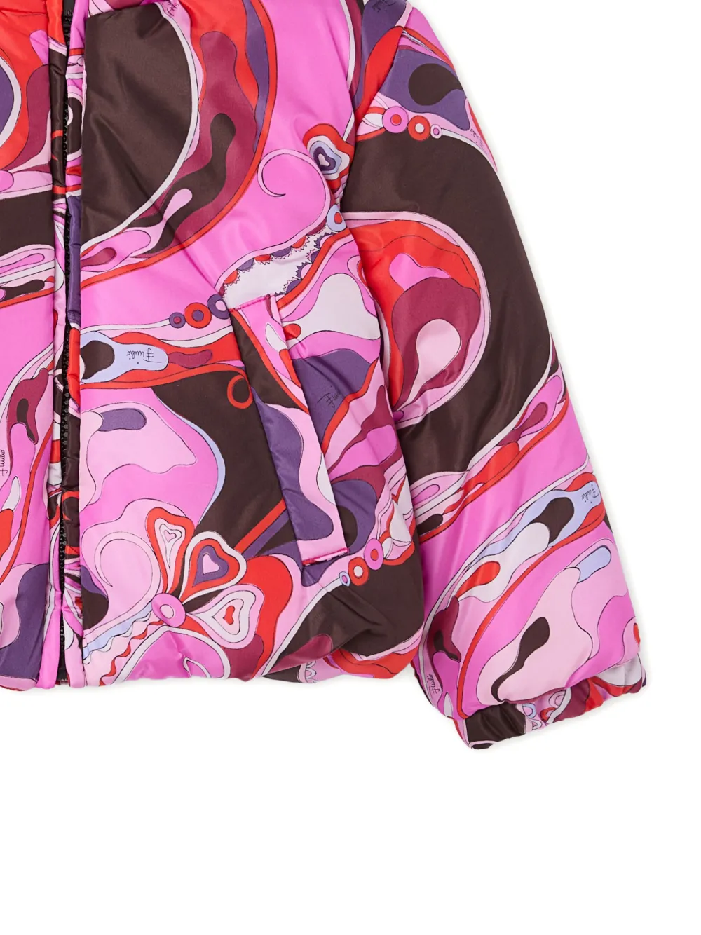 Pucci Junior Orchidee-print Puffer Jacket In Pink