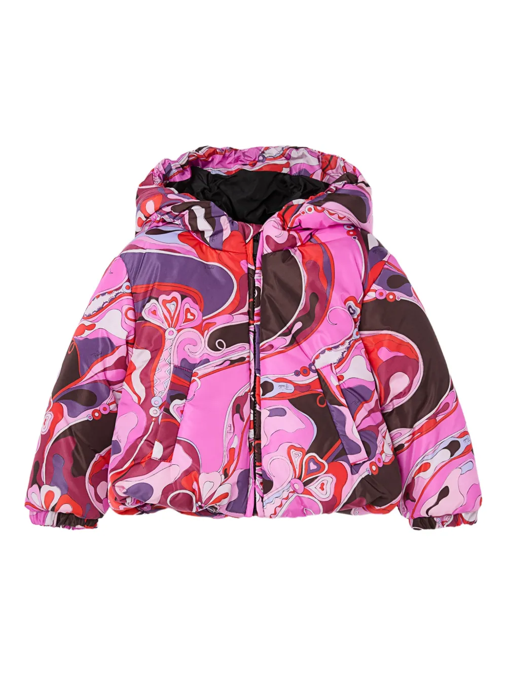 Pucci Junior Orchidee-print Puffer Jacket In Pink