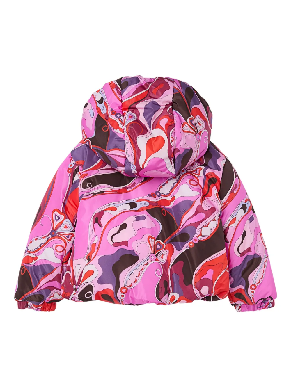 Pucci Junior Orchidee-print Puffer Jacket In Pink